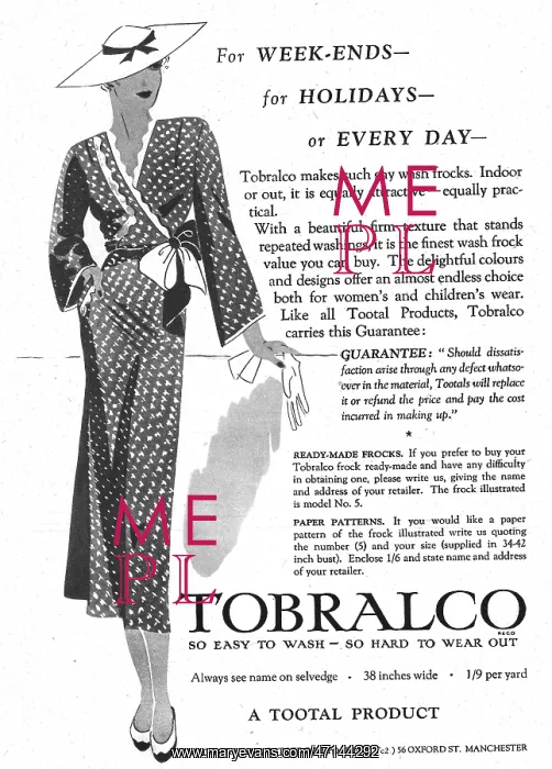  : Tobralco. Advert for Tobralco artificial silk dress fabric