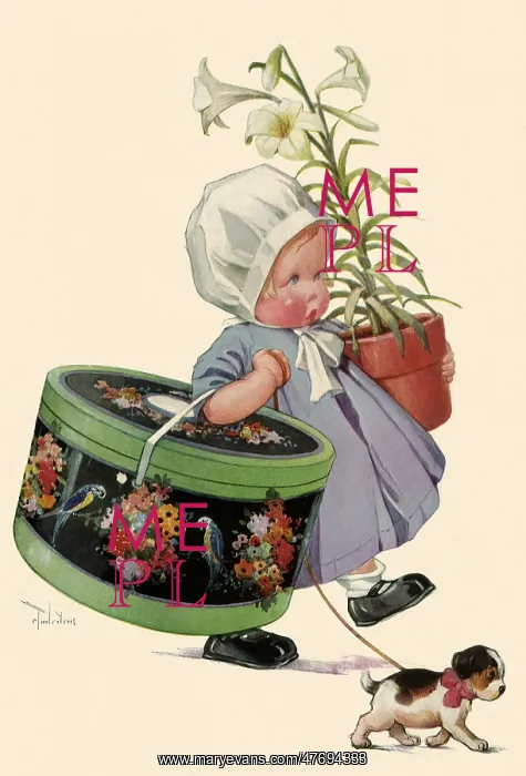  : Toddler with Lilies and Small Dog