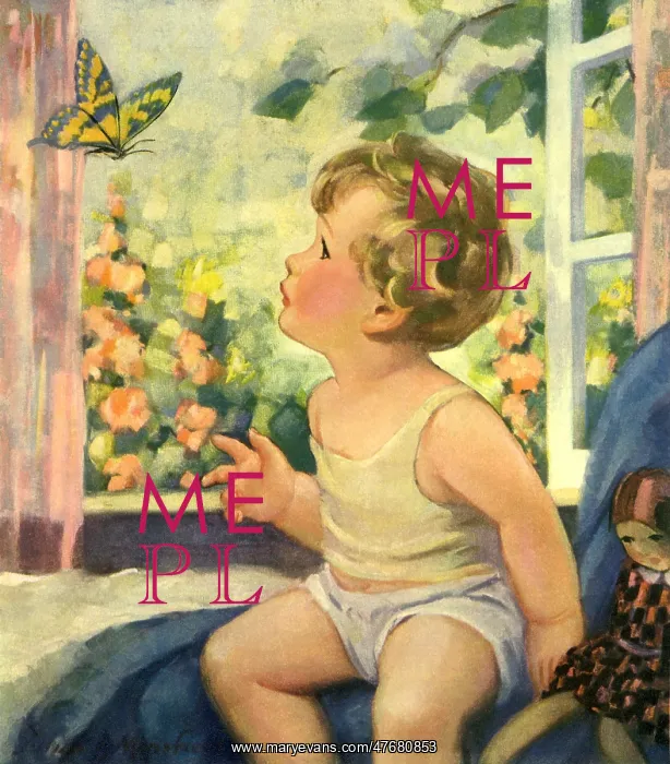 : Toddler Watches Butterfly at Window : Toddler Watches Butterfly at Window