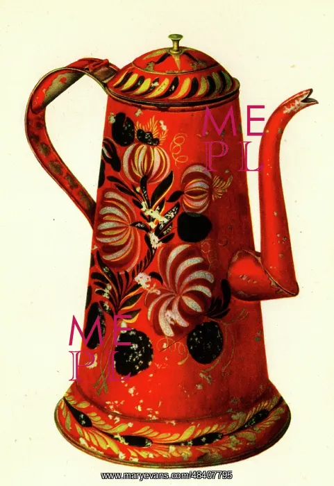  : Toleware coffee pot, hand painted