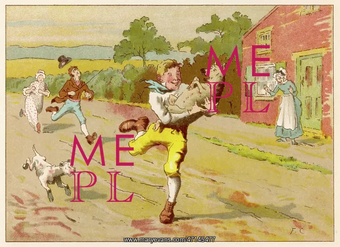 : Tom the Piper's Son running with stolen pig : Tom the Piper's Son running with stolen pig
