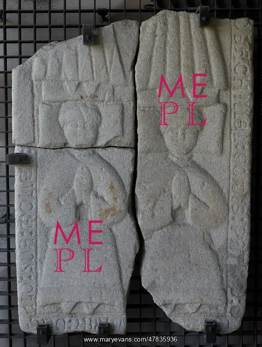 : Tombstone with relief depicting two praying figures : Tombstone with relief depicting two praying figures