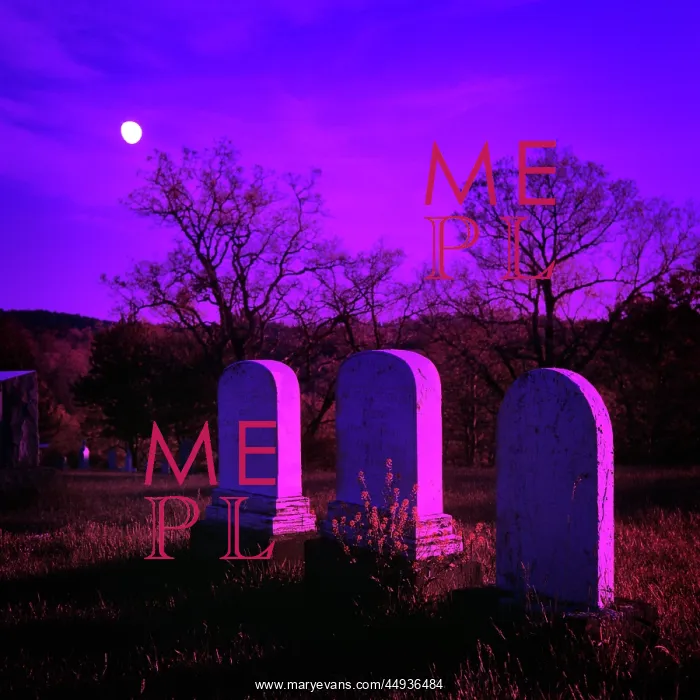 : Three Tombstones in Dark Cemetery under Bright : Three Tombstones in Dark Cemetery under Bright