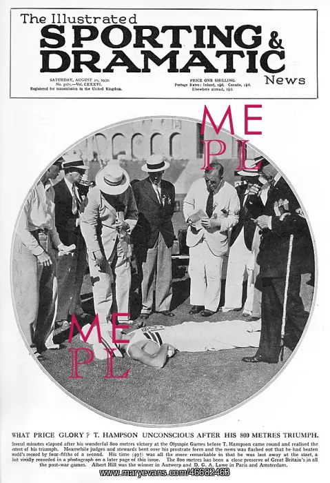 : Tommy Hampson collapsed after 800m win, 1932 Olympics : Tommy Hampson collapsed after 800m win, 1932 Olympics