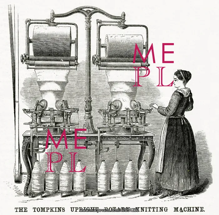 : Tompkins upright rotary knitting machine 1875 : Tompkins upright rotary knitting machine 1875