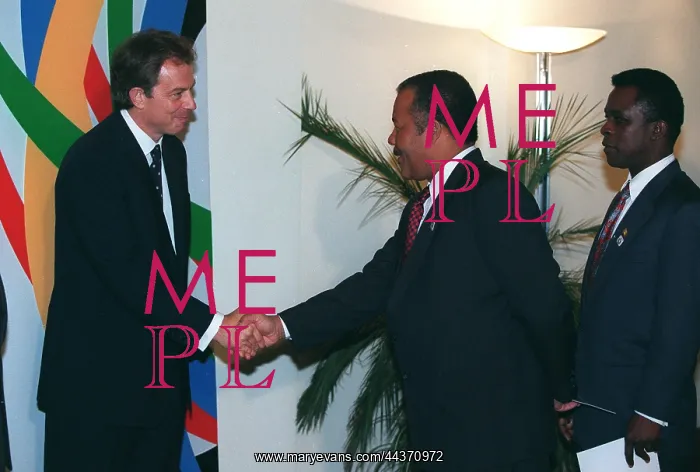 : Tony Blair Greets Owen Arthur : Tony Blair Greets Owen Arthur