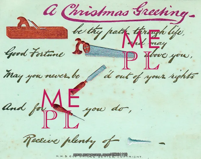  : Tools with comic verse on a Christmas card