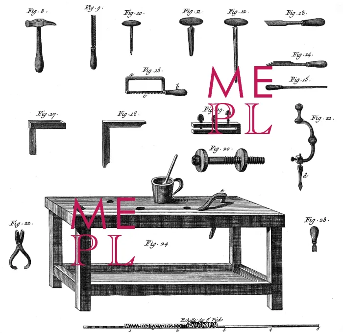 : Tools for making musical instruments, c. 1750 : Tools for making musical instruments, c. 1750