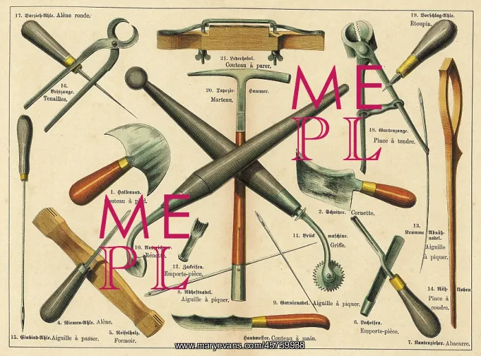 : Tools used by a saddler and upholsterer : Tools used by a saddler and upholsterer