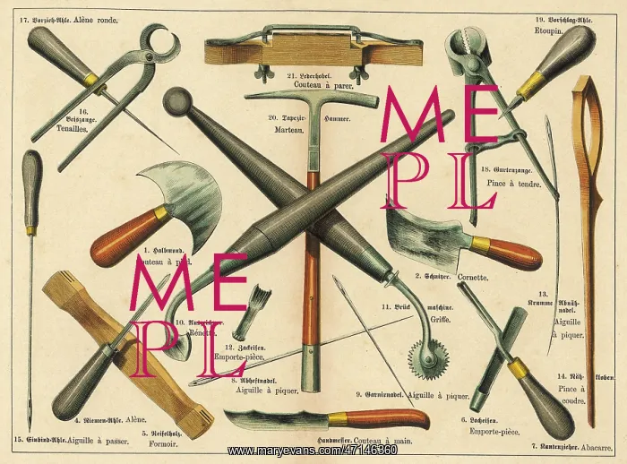 : Tools used by a saddler and upholsterer : Tools used by a saddler and upholsterer