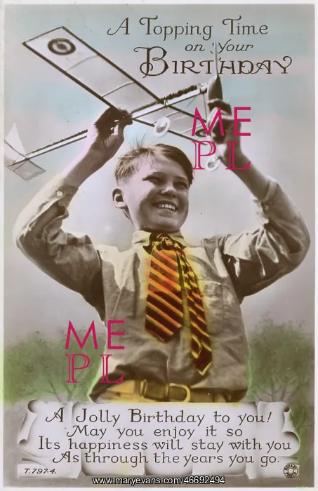 : Topping Time on your Birthday - Happy Boy with a Model Plane : Topping Time on your Birthday - Happy Boy with a Model Plane