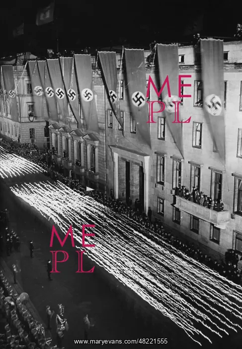 : Torchlight procession on the eve of Hitler's birthday in : Torchlight procession on the eve of Hitler's birthday in