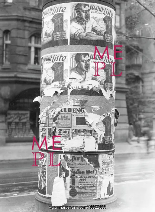 : Torn down election poster of the SPD, 1929 : Torn down election poster of the SPD, 1929
