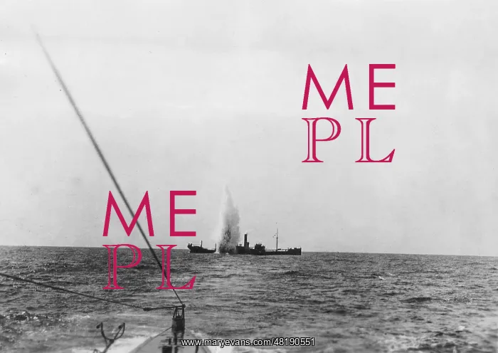 : Torpedo hit on an Allied freighter, 1917 : Torpedo hit on an Allied freighter, 1917