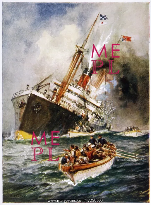 : TORPEDOED SHIP, WW1 : TORPEDOED SHIP, WW1