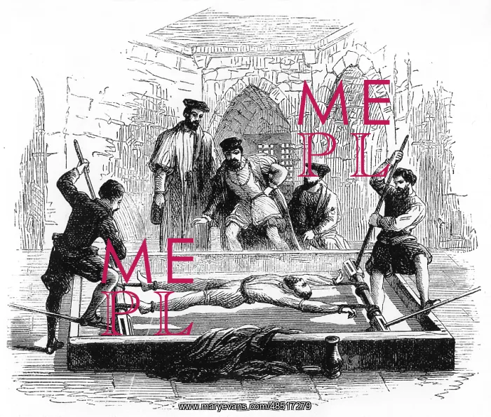 : Torturing a prisoner on the rack in sixteenth : Torturing a prisoner on the rack in sixteenth