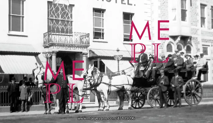 : A tourist excursion trip outside the Royal Hotel, Llandudno : A tourist excursion trip outside the Royal Hotel, Llandudno