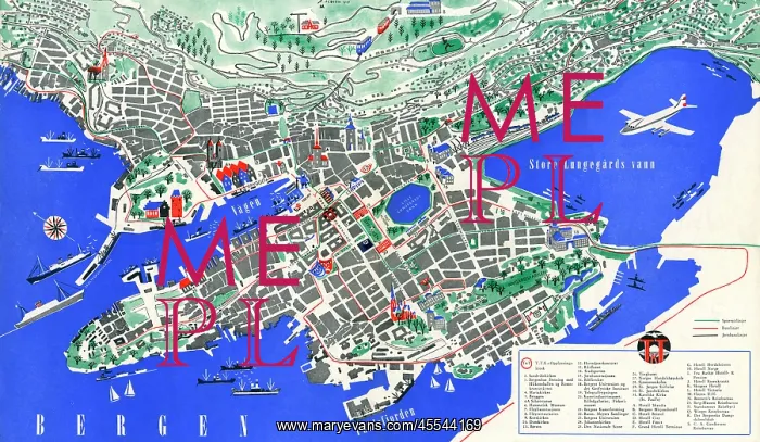 : Tourist map of Bergen, Norway : Tourist map of Bergen, Norway