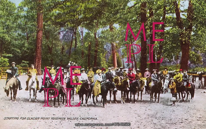 : Tourists setting out, Yosemite Valley, California, USA : Tourists setting out, Yosemite Valley, California, USA