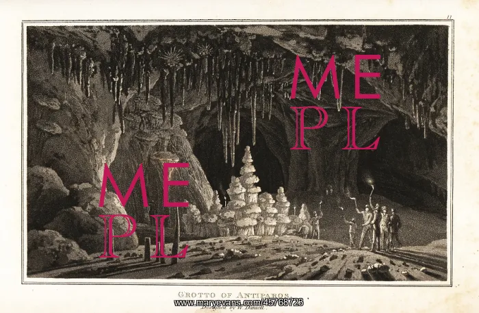 : Tourists with torches exploring the Grotto of : Tourists with torches exploring the Grotto of