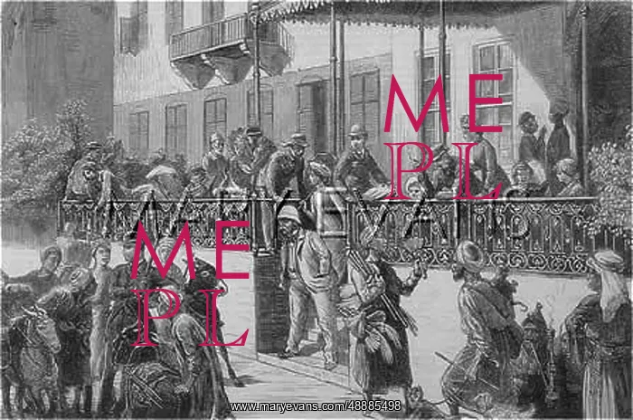 : Tourists on the Verandah of Shepheard's Hotel Cairo : Tourists on the Verandah of Shepheard's Hotel Cairo
