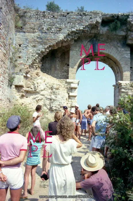  : Tourists viewing ruins in Corfu
