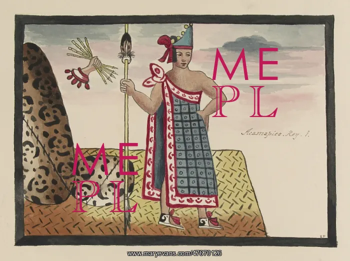 : Tovar Codex, Acamapichtli, 1st Tlatoani, Aztec Ruler : Tovar Codex, Acamapichtli, 1st Tlatoani, Aztec Ruler