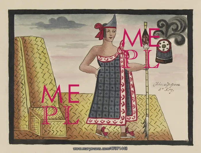 : Tovar Codex, Chimalpopoca, 3rd Tlatoani, Aztec Ruler : Tovar Codex, Chimalpopoca, 3rd Tlatoani, Aztec Ruler
