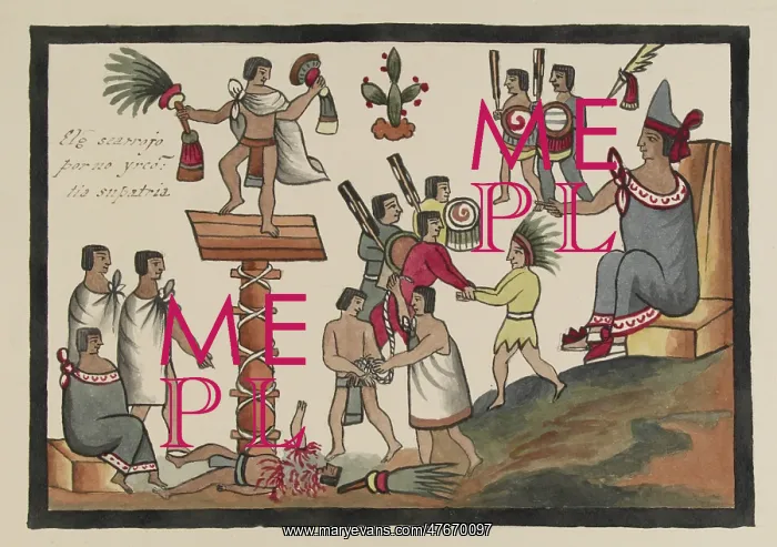 : Tovar Codex, Ezhuahuacatl Sacrifices Himself : Tovar Codex, Ezhuahuacatl Sacrifices Himself