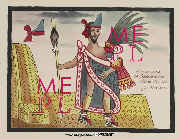: Tovar Codex, Moctezuma II, 9th Tlatoani, Last Aztec Ruler : Tovar Codex, Moctezuma II, 9th Tlatoani, Last Aztec Ruler