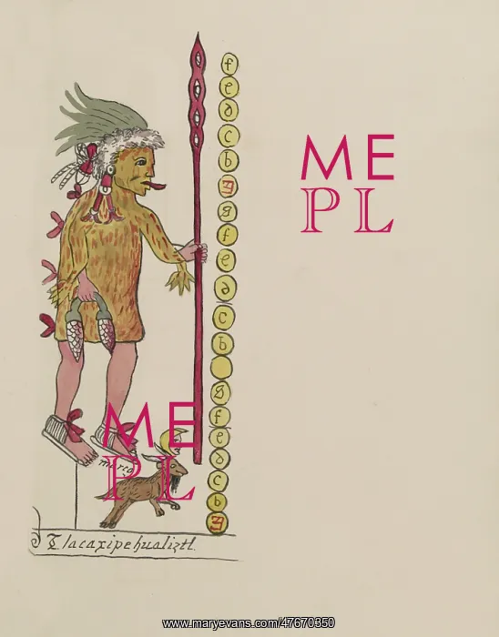 : Tovar Codex, Tlacaxipehualiztli, 2nd Month Aztec Calendar : Tovar Codex, Tlacaxipehualiztli, 2nd Month Aztec Calendar