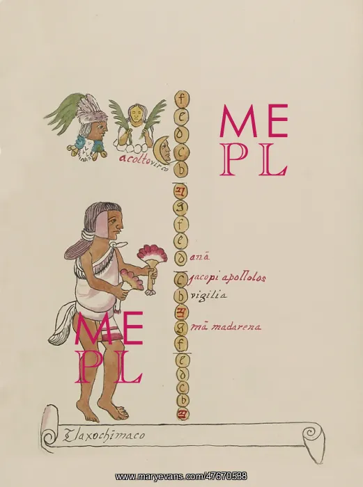 : Tovar Codex, Tlaxochimaco, 9th Month Aztec Calendar : Tovar Codex, Tlaxochimaco, 9th Month Aztec Calendar