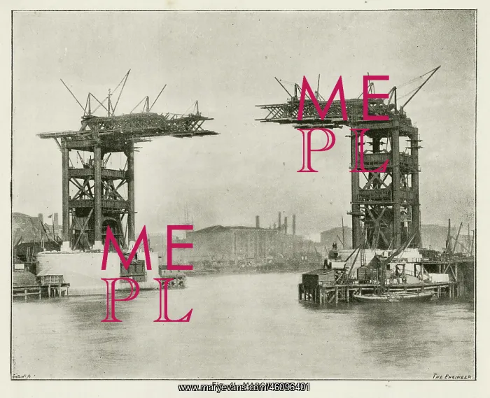: Tower Bridge under construction, March 1892 : Tower Bridge under construction, March 1892
