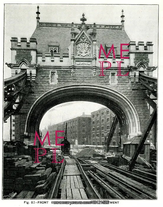 : Tower Bridge, front elevation of Middlesex Abutment : Tower Bridge, front elevation of Middlesex Abutment
