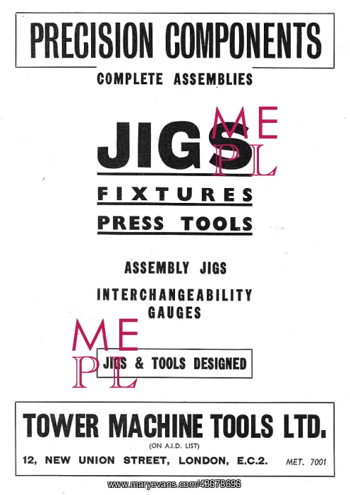  : Tower Machine Tools. Press Tools, Assembly Jigs & Gauges