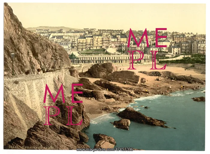 : Town and beach from Capstone, Ilfracombe, England : Town and beach from Capstone, Ilfracombe, England