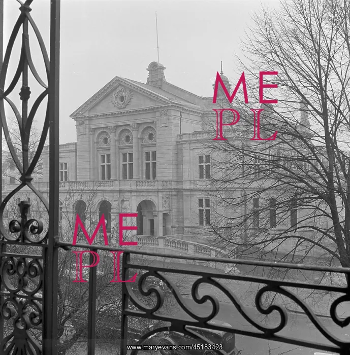 : Town Hall. View of Cheltenham Town Hall from behind the railings of the : Town Hall. View of Cheltenham Town Hall from behind the railings of the