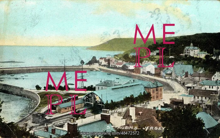 : The Town, Harbour & Railway Station, St Aubin's, Jersey : The Town, Harbour & Railway Station, St Aubin's, Jersey