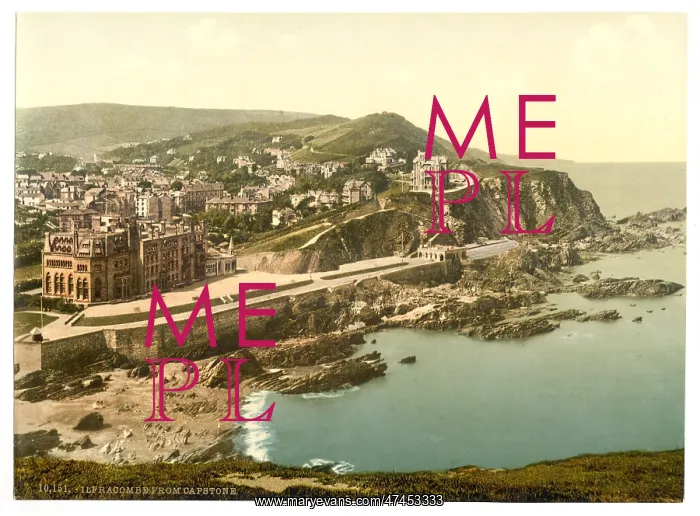 : Town and hotels from Capstone, Ilfracombe, England : Town and hotels from Capstone, Ilfracombe, England