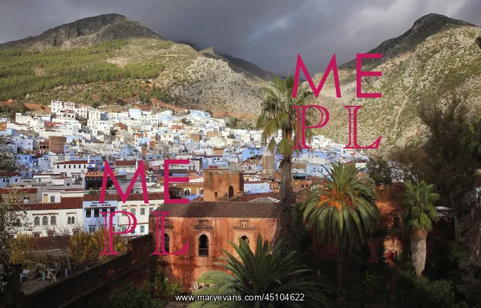: Town and Kasbah, Chefchaouen, Morocco : Town and Kasbah, Chefchaouen, Morocco