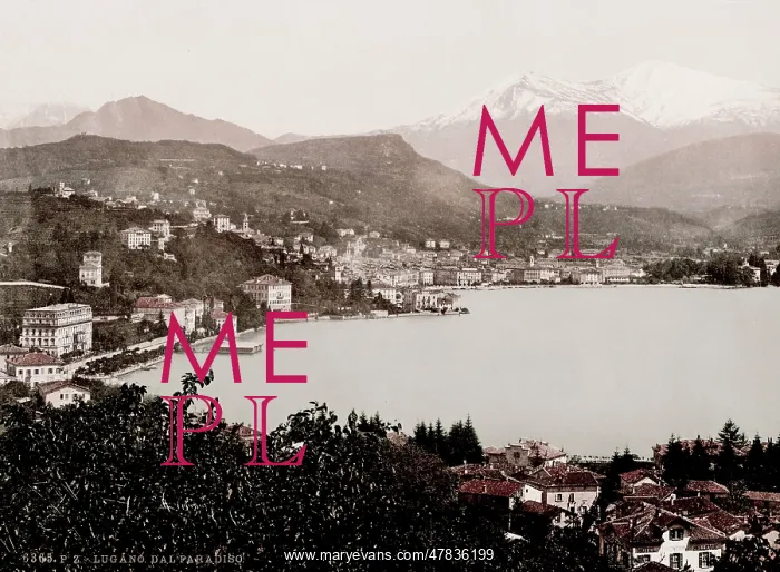  : Town and lake of Lugano, Italy