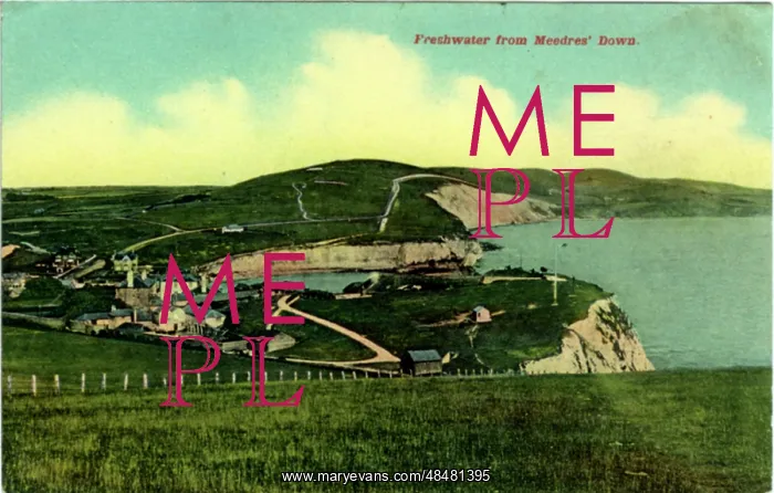 : The Town from Meedres Down, Freshwater, Isle of Wight : The Town from Meedres Down, Freshwater, Isle of Wight