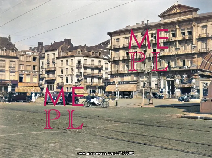 : Town square somewhere in France : Town square somewhere in France