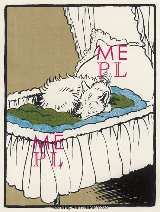 : Towser the dog asleep in the baby's cot : Towser the dog asleep in the baby's cot