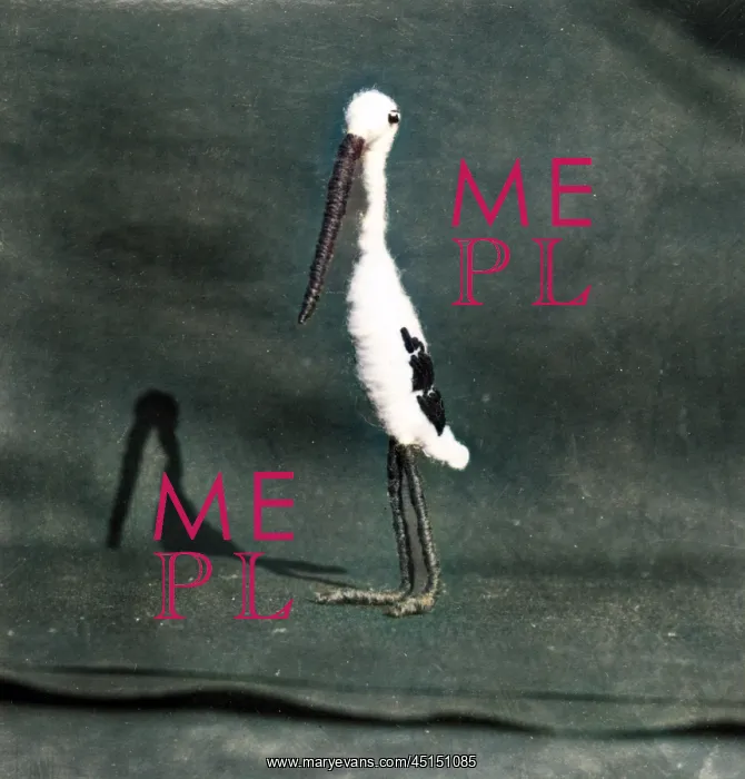 : TOY STORK. A toy stork, a mascot made of wire and wool : TOY STORK. A toy stork, a mascot made of wire and wool