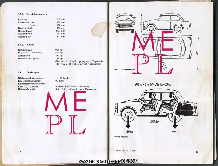 : Trabant 601 instruction manual : Trabant 601 instruction manual