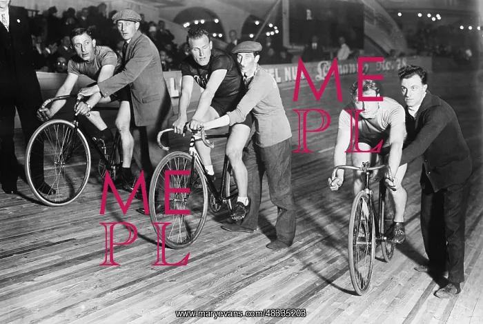 : Track cyclists before the start, 1926 : Track cyclists before the start, 1926