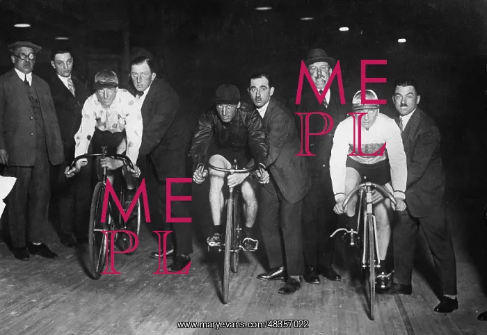 : Track cyclists before the start, 1926 : Track cyclists before the start, 1926