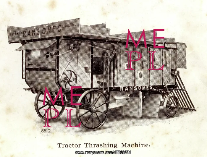 : Tractor thrashing machine made by Ransomes of Ipswich : Tractor thrashing machine made by Ransomes of Ipswich