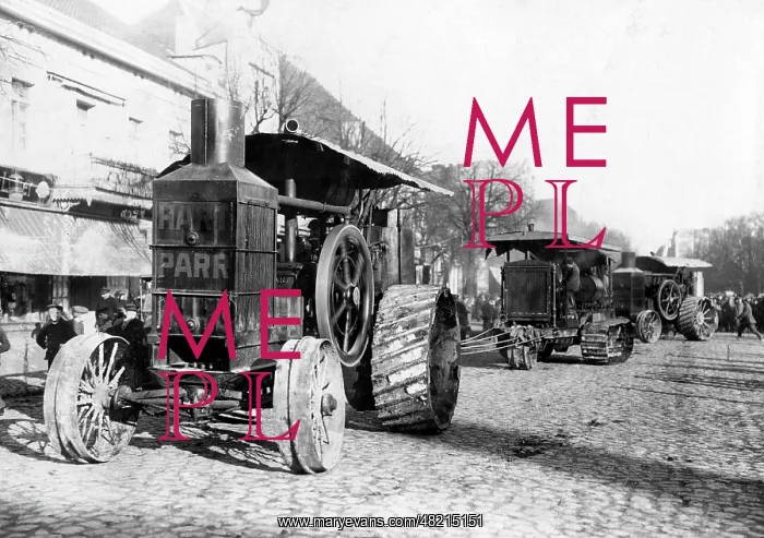 : Tractors left behind by Russian troops, 1915 : Tractors left behind by Russian troops, 1915